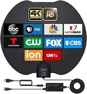 TV Antenna, TV Antenna Indoor, HD TV Antenna for Smart TV and Old TV,TV Antenna for Local Channels,Support 4K 1080p with Signal Booster Antenna TV Digital HD Indoor, 18FT Coax HDTV Cable