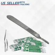 10 Sterile Surgical Blades #10 with FREE Scalpel Handle #3 Medical Dental