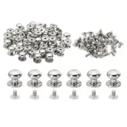 30 Sets 10mm Studs and Spikes Leather Rivets Cone Button Head Metal Silver Tone