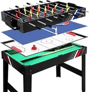 4-in-1 Games Table Soccer Foosball Pool Table Tennis Air Hockey Game Room Fun