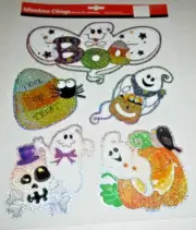 Halloween Window Clings BOO HAPPY GHOST'S AND SPIDER W/ HALLOWEEN DECOR