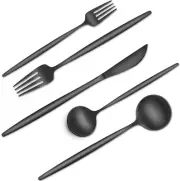 40 Pieces Black Silverware Set Stainless Steel Flatware Service for 8 Tableware