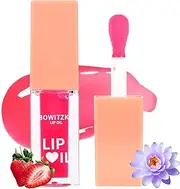[Bowitzki] Color Changing Lip Oil Lip Glow Gloss Hydrating Transparent Tinted Nourishing Long Lasting Lip Balm Care Moisturizing Repairing Lightening Lip Lines Blue lotus Tocopherol Squalane (Berry)