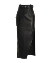 Slash side split belted skirt IT36 black