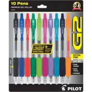 Pilot G2 Gel Ink Pens Fine Point Assorted Colors Pack of 10 Smooth Writing