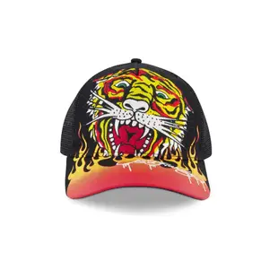 【Ed Hardy】EMBROIDERED TIGER FLAME 電繡老虎圖騰 帽球帽 鴨舌帽(美國進口平行輸入)