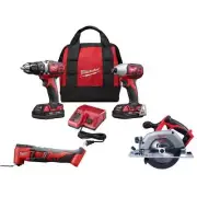 Milwaukee Drill, Impact, Multi-Tool, Circular Saw Combo Kit Brushed Cordless 18V