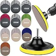 50PCS Water Grit Sandpaper 1000/1200/1500...7000/10000 and 5-inch Backing Pad Set, Wet Dry Electric Hook &Loop Sanding Disc with Pad, Grinding Abrasive Paper and Orbital Sander Polisher