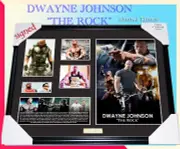 NEW! DWAYNE JOHNSON " THE ROCK " MEMORABILIA SIGNED FRAME, LIMITED EDITION COA