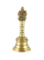 5 Inches Brass Pooja Hand Bell (Pack of 1), Ghanti for Puja, Ghanti for Temple