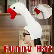 Funny Big White Goose Headgear Costume Hat Quirky Party Props Animal Cosplay