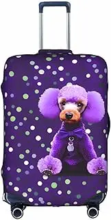 [Pvinnk] purple Poodle Polka Dots Print Protective Luggage Cover Elastic Washable Suitcase Protector Travel Gear Protector, White, Medium