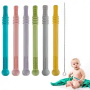Hollow Teether Tube Sensory Chew Toy for Toddlers, Silicone Straws