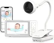 CHILLAX Giraffe Clip - 5 Inch Video Baby Monitor - Full HD 1080p Camera - Night Vision - Smartphone App - Wi-Fi Switch On/Off - Walkie Talkie Function - Noise and Motion Detection - Flexible Holder