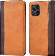 Cavor for Oppo Find X3 Case, Find X3 Pro Phone Cases Premium Leather Folio Flip Wallet Case Cover Magnetic Closure Book Design with Kickstand Feature & Card Slots(6.7")-Brown