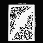 1Pc Corner Flower Pattern Templates Stencils for DIY Painting on Wall Furniture