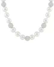 Splendid Pearls Silver 10-11mm Shell Pearl Necklace