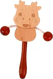 BRIGHTFUFU Funny Wooden Rattle for Shaking Bell Musical Instrument Vibrant Color Percussion for Rhythm Coordination Development