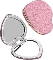 2pcs Heart-Shaped Portable Makeup Mirror Compact Travel Mirror Clarity Sturdy Abs for Boys and Girls Adults