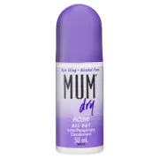 Mum Dry Active Deodorant Roll-On 50ml - Alcohol-Free All-Day Protection