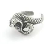 Ring Cobra Snake Adjustable Antique Silver Plated brass Animal Women serpentine