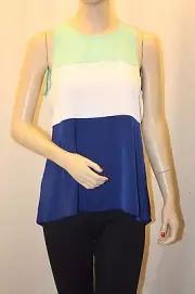 NEW BCBG MAX AZRIA BLUE DEEP COMBO LUCIE SLEEVELESS TOP JUF1U377/S452A SIZE S