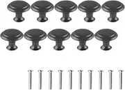 ZARSIO 10PCS Top Ring Round Cabinet Knobs Stainless Steel Drawer Knobs Cupboard Wardrobe Hardware Matte Black, Diameter 1.06 inch