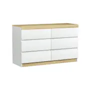 Artiss Storage Cabinet Chest of 6 Drawers Lowboy White/Pine