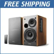 Wooden Enclosure Powered Shelf Speakers - Studio-Quality 42W Audio Performance
