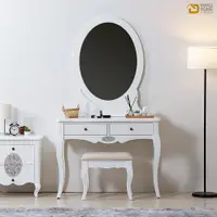 在飛比找松果購物優惠-WAKUHOME 瓦酷家具 新古典 潔白3.3尺化妝台(含椅