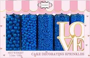 Confect Blue Sprinkles | Frozen Sprinkles | Sprinkles for Cakes & Cupcakes Decoration | Assorted Pack of 5 Backyard Gathering Sky Blue Pearl Sprinkles Mix Dragees, Jimmies & Sparkling Sugar - 3.5 Oz