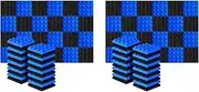 Binxind 48Pcs 25X25X5Cm Studio Acoustic Soundproof Foam Pyramid Noise Insulation Sound Absorption Treatment Panels Black+Blue