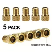Brass Presta Valve Adapters - 5 Pk - Convert a Presta Valve to a Schrader Valve
