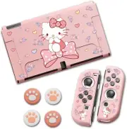 PERFECTSIGHT Rose Kitty Hard Shell Dockable Cover Case for Nintendo Switch OLED