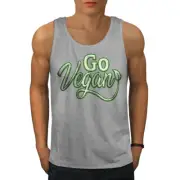 Wellcoda Go Vegan Vegetarian Green Mens Tank Top