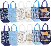 Cabilock 12 Pack Hanukkah Tote Bags Decorative Party Favor Bags Burlap Tags for Candy Tote