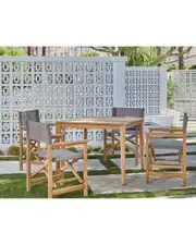 Curated Maison Cateline 5-Piece Square Teak Outdoor Dining Set With Taupe Textilene Fabric