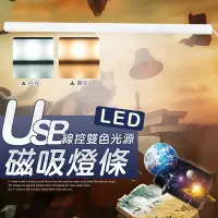 在飛比找Yahoo奇摩購物中心優惠-USB線控雙色光源磁吸燈條 閱讀燈 LED燈 照明燈 衣櫃燈