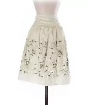 NEW W/ TAG | $148 Anthropologie Tabitha Floral Zip Closure Skirt | Ivory | 0