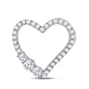 14k White Gold Round Diamond Heart Pendant 1/2 Cttw