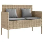 Wicker Rattan Garden Bench w/ Cushions Beige Outdoor Patio Sofa Lounge Chair