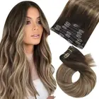 Clip in Hair Extensions Balayage Double Weft Human Hair Clip in Extensions Om...