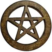 AzureGreen 4 Inch Brown Carved Pentagram Altar Tile, 1 Count