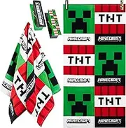 Minecraft Towel Kids Teens 2 Pegs Clips Beach Towel Soft Absorbent Bath Shower Creeper Swimming Towel 100% Cotton Quick Dry Holiday Essentials 140x70cm