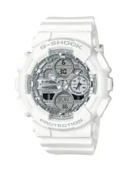 Casio G Shock Mid Duo Island Vaca S/Watch Alarm 200MSilver Face White Resin Band GMAS140VA-7A