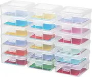 novelinks Stackable Plastic Clear Storage Box Containers with Latching Lid - Art Craft Supply Organizer Storage Containers for Pencil Box, Lego, Crayon, Beads, Jewelry (18 Pack Small -Clear)