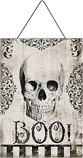Halloween Welcome Door Sign - Wood Spooky Front Door Hanger,Happy Halloween Plaques Spooky Hangings Decorations for Home Wall Decor Farmhouse Signs for Front Door
