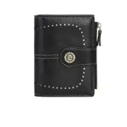 Women's Wallet Phone Holder Clutch Travel Purse with Zipper,Black