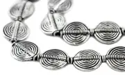 Circular Spiral Silver Beads 15mm Flat White Metal 10 Inch Strand