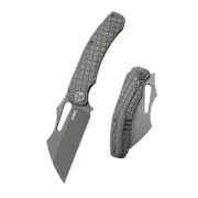 Kubey Sylow Folding Knife Darkblast Ti Handle 14C28N Plain Edge Darkwash KU260C